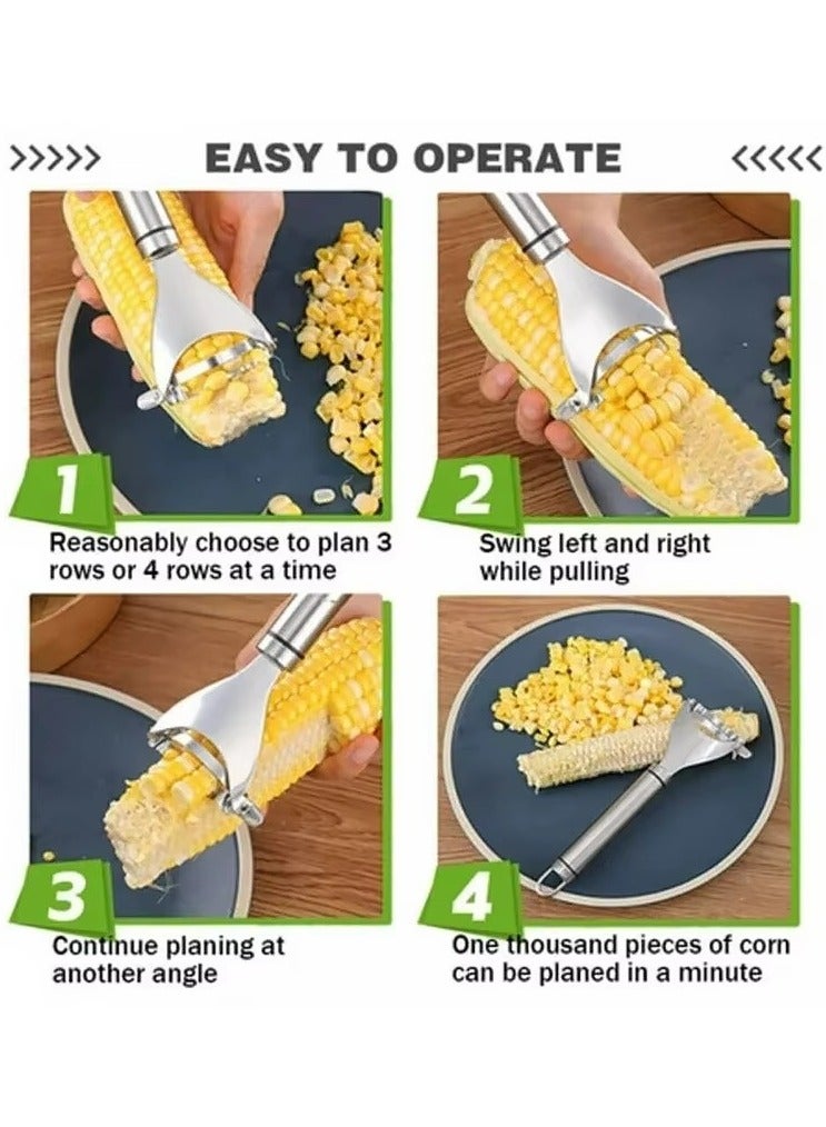 Corn Thresher Peeler Granulator Kitchen Gadget Stainless Steel Corn Thresher with Ergonomic Handle Corn Stripper Corn Cob Stripper Tool Thresher Corn Cutter from the Cob  - Image 2