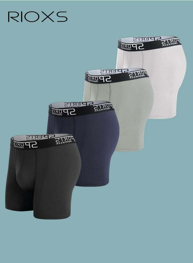 RIOXS 4 Pack Men's Boxer Briefs, Comfortable Cotton Underwears for Men, Classic Cut Mens Briefs with Pouch Support, Moisture Wicking Breathable Mens Briefs with Elastic Waistband, Flexible Cozy Briefs, Mens Soild Color Stretch Underpanties for Working Out, Commuting, or Relaxing at Home - Image 1