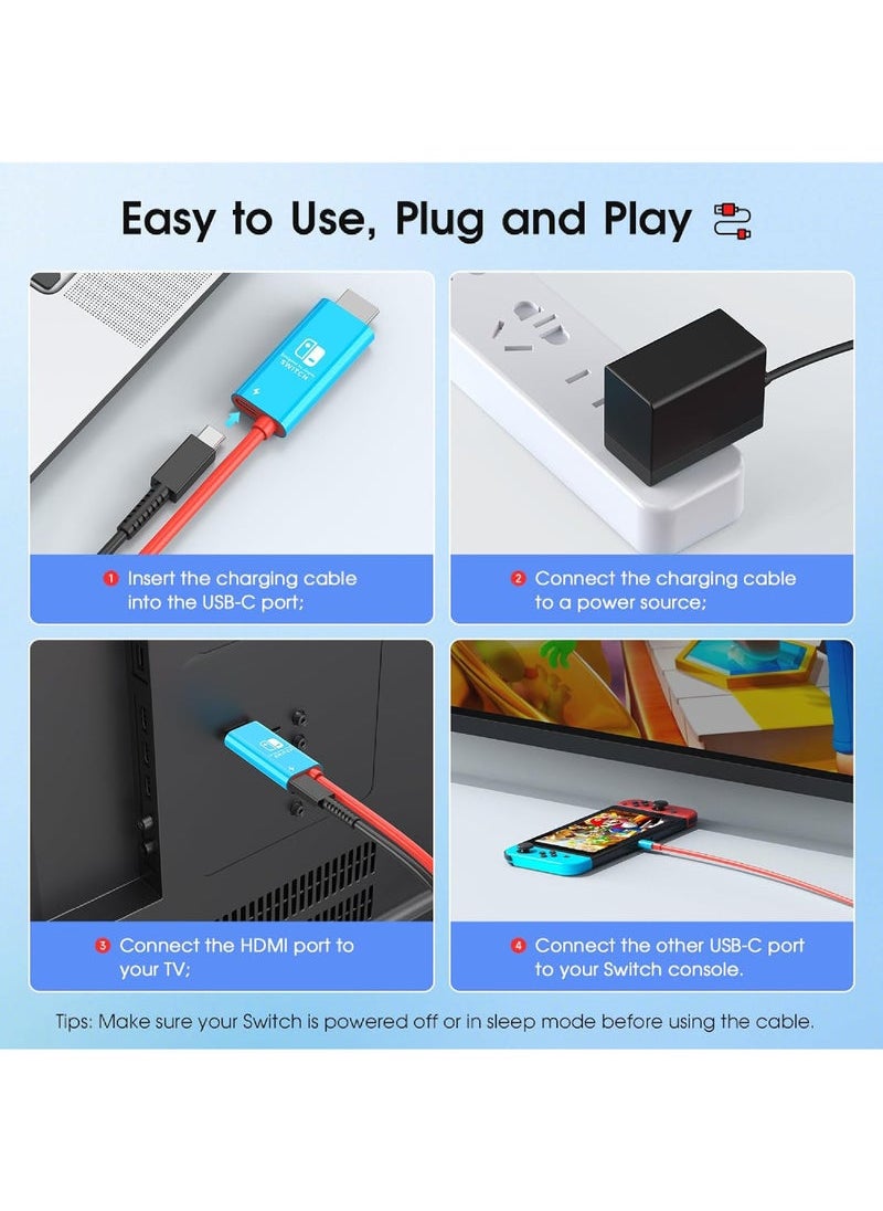 Captaintech USB-C to HDMI Cable for Nintendo Switch/OLED – Portable 4K TV Dock Replacement | 2m Travel-Friendly Mirroring Cord  - Image 5