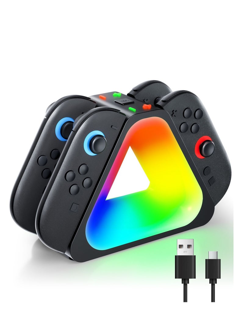 بيتينو قاعدة شحن لوحدات تحكم Nintendo Switch 2 Joy-Con ، وحدة تحكم SW2 Joycon 2 ، شحن الإرساء ، بيئة العمل ومحطة شاحن سريع مغناطيسي لملحقات Switch 2 مع وضع إضاءة RGB وسلك - Image 1