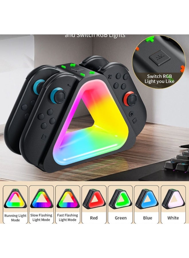 بيتينو قاعدة شحن لوحدات تحكم Nintendo Switch 2 Joy-Con ، وحدة تحكم SW2 Joycon 2 ، شحن الإرساء ، بيئة العمل ومحطة شاحن سريع مغناطيسي لملحقات Switch 2 مع وضع إضاءة RGB وسلك - Image 3