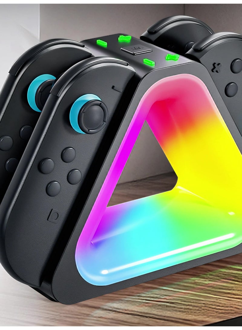 بيتينو قاعدة شحن لوحدات تحكم Nintendo Switch 2 Joy-Con ، وحدة تحكم SW2 Joycon 2 ، شحن الإرساء ، بيئة العمل ومحطة شاحن سريع مغناطيسي لملحقات Switch 2 مع وضع إضاءة RGB وسلك - Image 2