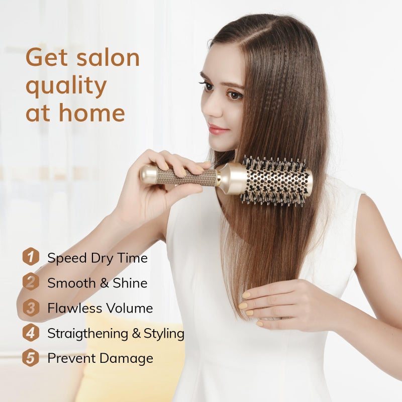 Sndyi Round Brush for Blow Drying, Nano Thermal Ceramic & Ionic Tech Hair Brush with Boar Bristles, Professional Round Barrel Brush for Styling, Curling & Straightening by Sndyi (2.9 Inch, Barrel 1.7 Inch) - Image 5