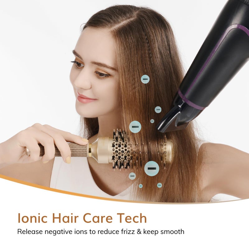Sndyi Round Brush for Blow Drying, Nano Thermal Ceramic & Ionic Tech Hair Brush with Boar Bristles, Professional Round Barrel Brush for Styling, Curling & Straightening by Sndyi (2.9 Inch, Barrel 1.7 Inch) - Image 4