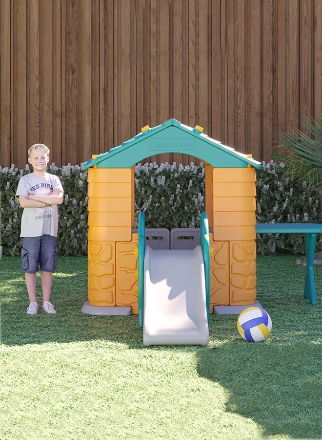 جساي تويز منزل حديقة بلاستيكي يحتوي على أدوات لعب أطفال داخل المنزل لعب مع شرائح ومنضدة - Image 3