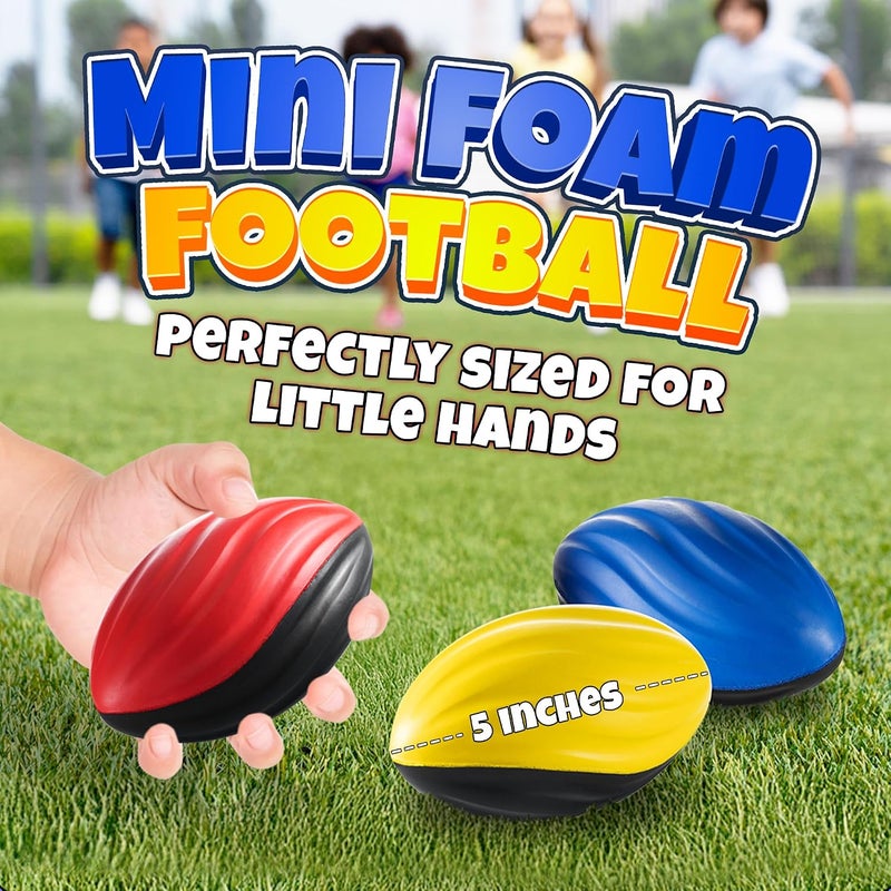 Bedwina 5 Inch Mini Foam Footballs - 6 Pack of Colorful Soft Foam Footballs for Kids - Image 2