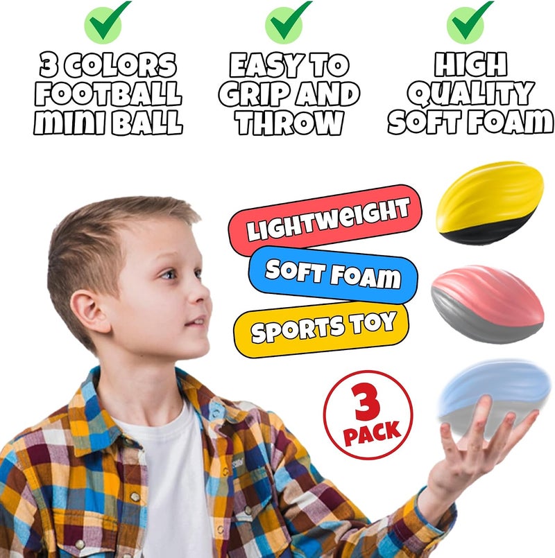 Bedwina 5 Inch Mini Foam Footballs - 6 Pack of Colorful Soft Foam Footballs for Kids - Image 3