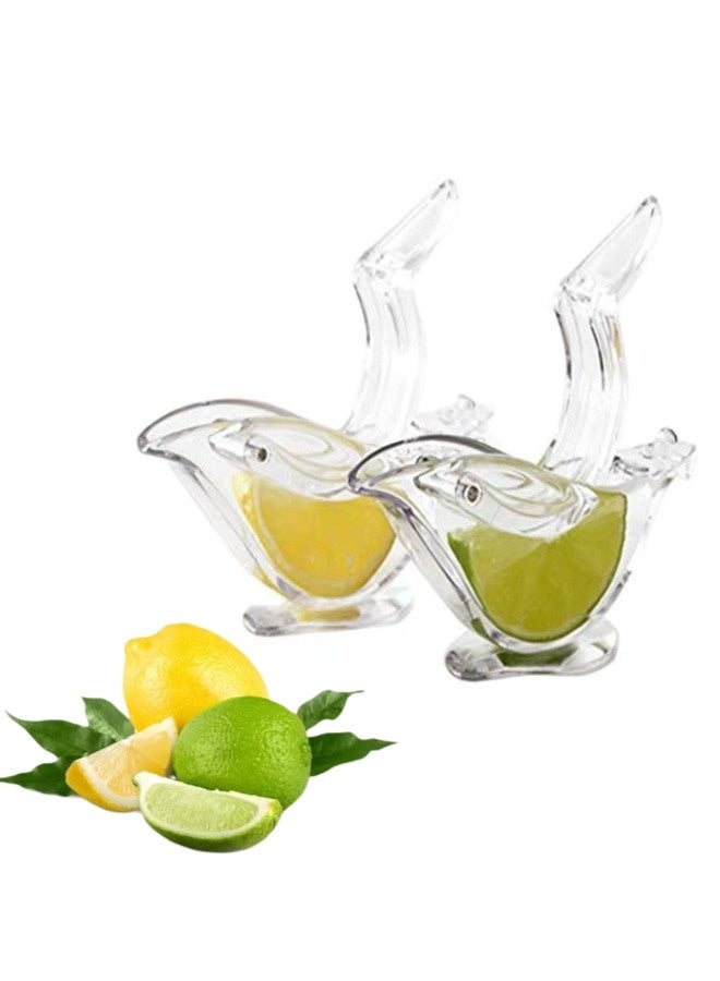 شيبشيب عصارة ليمون يدوية 2 قطعة، عصارة شرائح ليمون يدوية من الأكريليك، عصارة فواكه شفافة محمولة، بتصميم أنيق على شكل طائر، عصارة يدوية للبرتقال، الليمون، والرمان. - Image 1