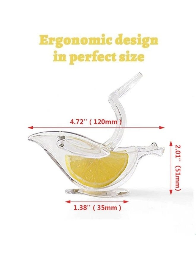 شيبشيب عصارة ليمون يدوية 2 قطعة، عصارة شرائح ليمون يدوية من الأكريليك، عصارة فواكه شفافة محمولة، بتصميم أنيق على شكل طائر، عصارة يدوية للبرتقال، الليمون، والرمان. - Image 5