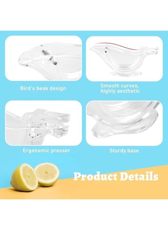 شيبشيب عصارة ليمون يدوية 2 قطعة، عصارة شرائح ليمون يدوية من الأكريليك، عصارة فواكه شفافة محمولة، بتصميم أنيق على شكل طائر، عصارة يدوية للبرتقال، الليمون، والرمان. - Image 3