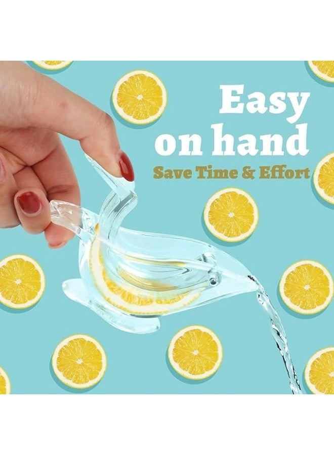 شيبشيب عصارة ليمون يدوية 2 قطعة، عصارة شرائح ليمون يدوية من الأكريليك، عصارة فواكه شفافة محمولة، بتصميم أنيق على شكل طائر، عصارة يدوية للبرتقال، الليمون، والرمان. - Image 2