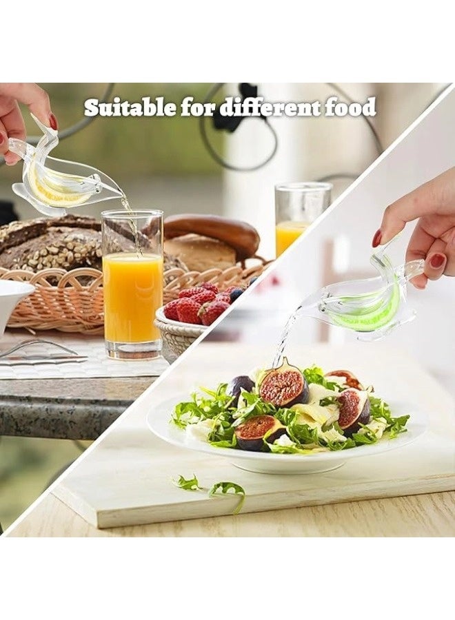 شيبشيب عصارة ليمون يدوية 2 قطعة، عصارة شرائح ليمون يدوية من الأكريليك، عصارة فواكه شفافة محمولة، بتصميم أنيق على شكل طائر، عصارة يدوية للبرتقال، الليمون، والرمان. - Image 4