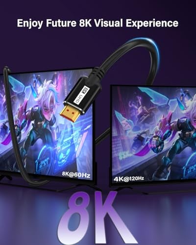 KOMGILK 8K HDMI Cable 5FT, High Speed 48Gbps HD Shielded Cord, Supports 8K@60Hz, 4K@120Hz in-Wall CL3 Rated HDMI 2.1 Cord, Compatible with Roku TV/Laptop/PC/HDTV and More - Image 3