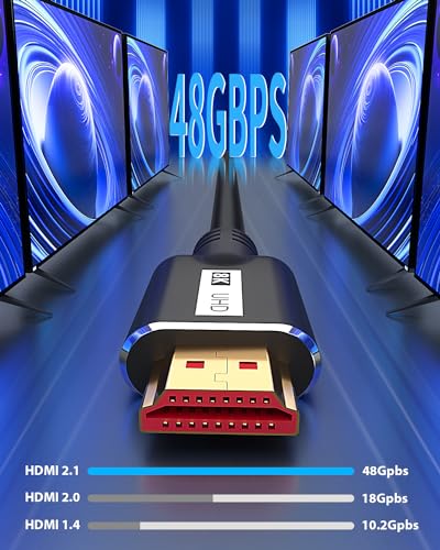 KOMGILK 8K HDMI Cable 5FT, High Speed 48Gbps HD Shielded Cord, Supports 8K@60Hz, 4K@120Hz in-Wall CL3 Rated HDMI 2.1 Cord, Compatible with Roku TV/Laptop/PC/HDTV and More - Image 5