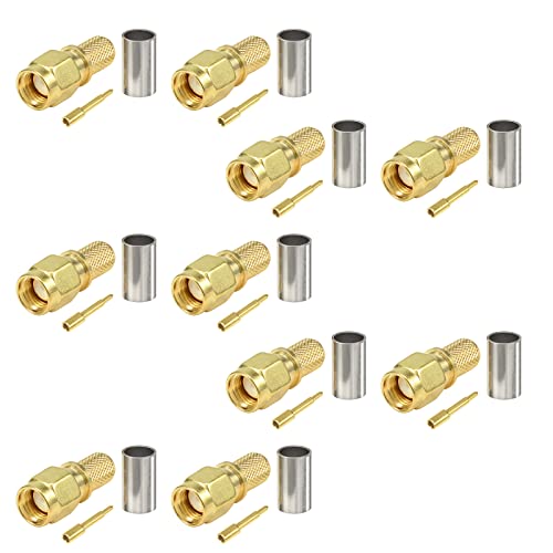Eightwood 10pcs SMA Male Plug Crimp RF Connector Straight for LMR240 RG8X Coax Cable 50 ohm - Image 2