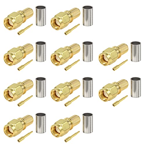 Eightwood 10pcs SMA Male Plug Crimp RF Connector Straight for LMR240 RG8X Coax Cable 50 ohm - Image 1