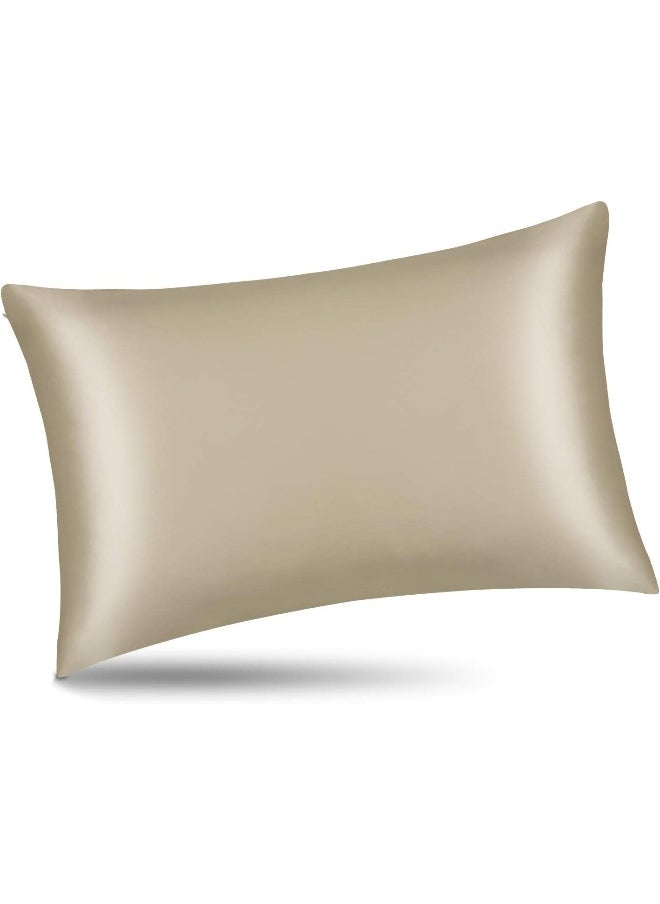 ALASKA BEAR ALASKA BEAR King Size Silk Pillowcase Silk Scrunchie Gift Set for Beauty Sleep (1, Beige)  - Image 2