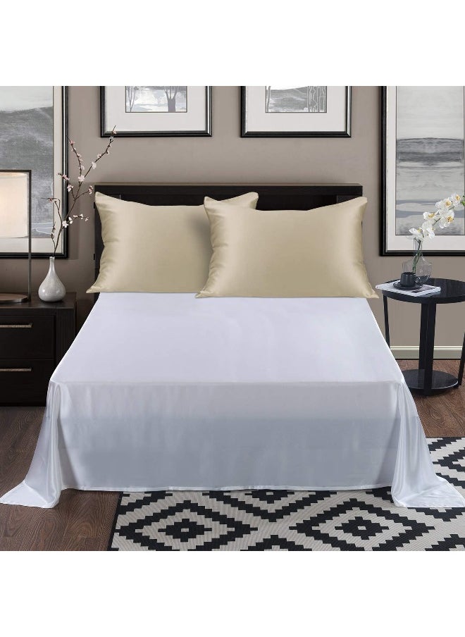 ALASKA BEAR ALASKA BEAR King Size Silk Pillowcase Silk Scrunchie Gift Set for Beauty Sleep (1, Beige)  - Image 5
