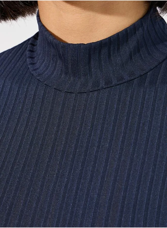 Styli Ribbed High Neck Fitted Bodysuit