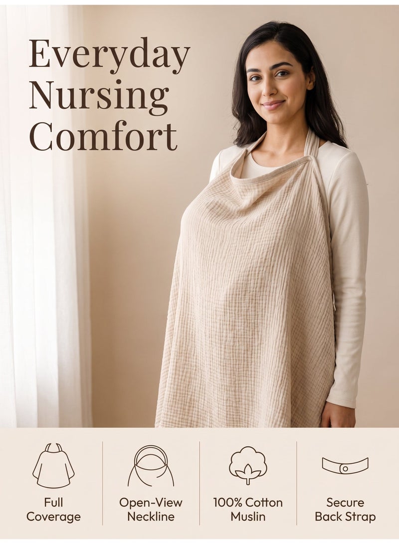 She&Little Nursing Cover, Breastfeeding Cover, Feeding Cover, Baby Breastfeeding Cover, Breathable and Privacy Protection, for Public Feeding, Stroller Canopy, Car Seat Shade (Khaki) - Image 2