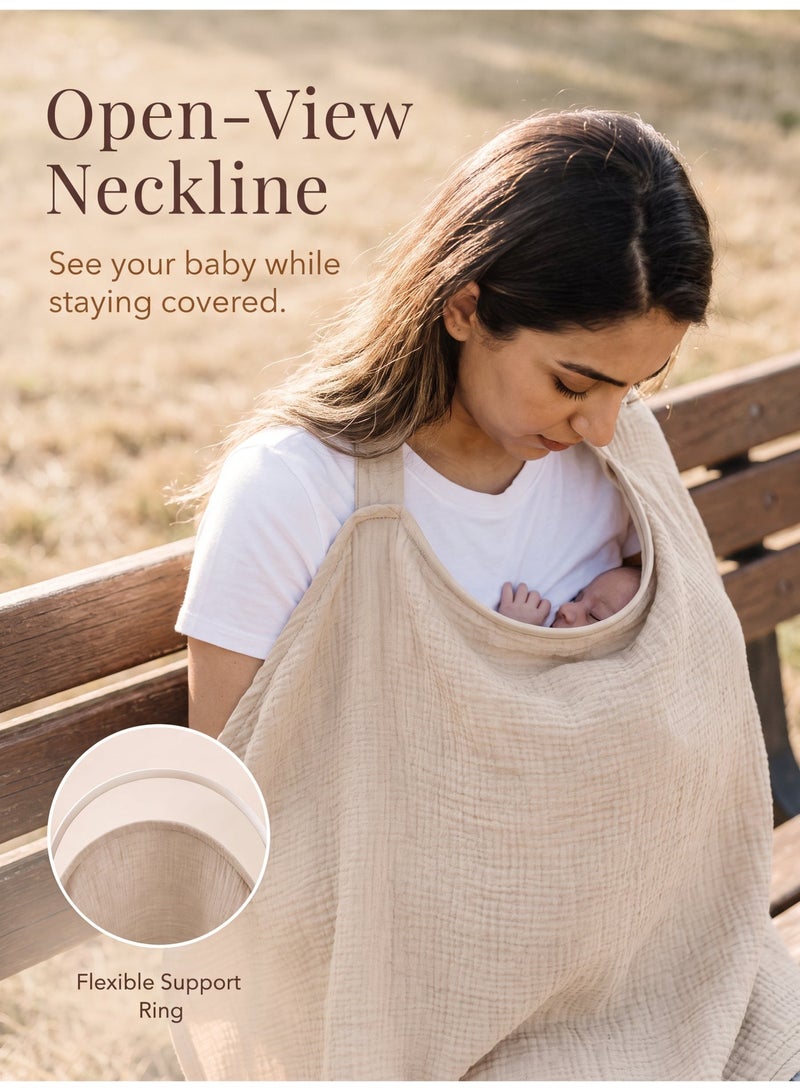 She&Little Nursing Cover, Breastfeeding Cover, Feeding Cover, Baby Breastfeeding Cover, Breathable and Privacy Protection, for Public Feeding, Stroller Canopy, Car Seat Shade (Khaki) - Image 3