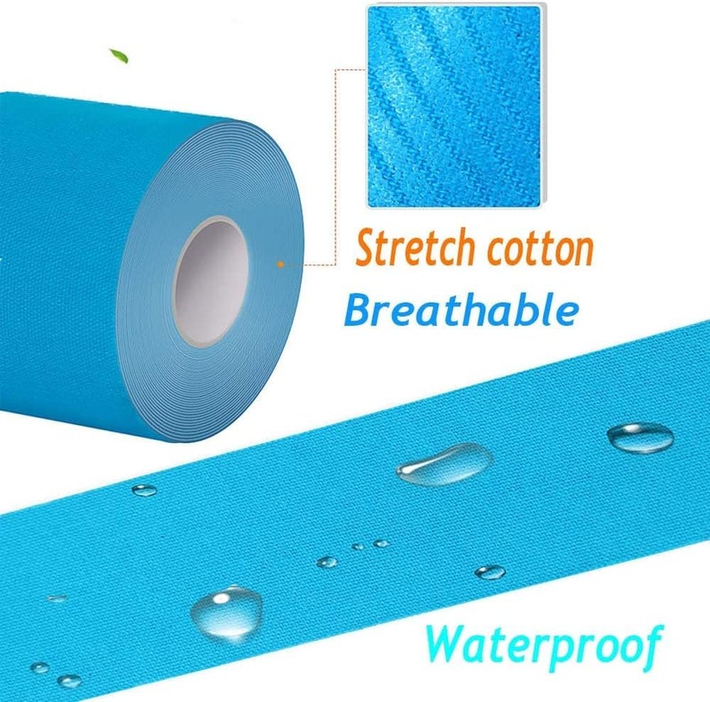 OBTANIM 6 Rolls Waterproof Breathable Kinesiology Tape, Athletic Elastic Kneepad Muscle Pain Relief Knee Taping for Gym Fitness Running Tennis Swimming (6 Colorful) - Image 4