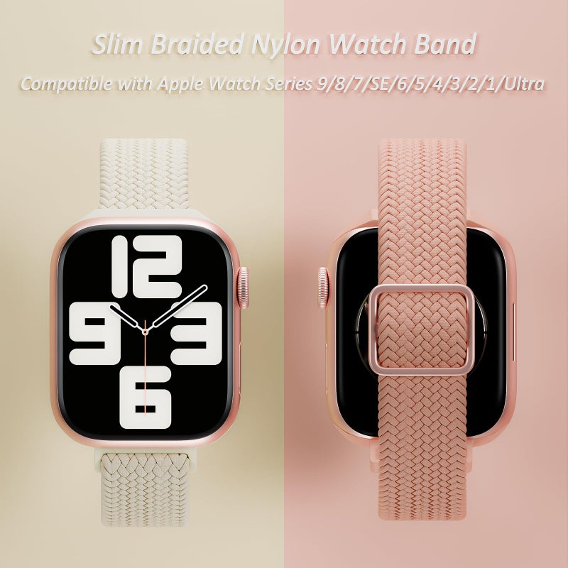 DYKEISS 4 Pack Slim Braided Stretchy Compatible with Apple Watch Band 38mm 42mm 40mm 44mm 41mm 45mm 46mm 49mm Women Men, Solo Loop Nylon Thin Strap for iWatch Series 11 10 9 8 7 SE 6 5 4 3 Ultra - Image 3