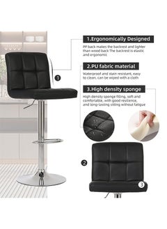GoldenLike Bar Stool with Footrest,Pu Leather Swivel Barstools,Height Adjustable Bar Stool Chairs,Morden Kitchen Chair with Backrest,Counter Height Chairs Island Chair for Pub Kitchen(Set of 2)  - Image 4