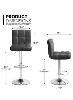GoldenLike Bar Stool with Footrest,Pu Leather Swivel Barstools,Height Adjustable Bar Stool Chairs,Morden Kitchen Chair with Backrest,Counter Height Chairs Island Chair for Pub Kitchen(Set of 2)  - Image 3