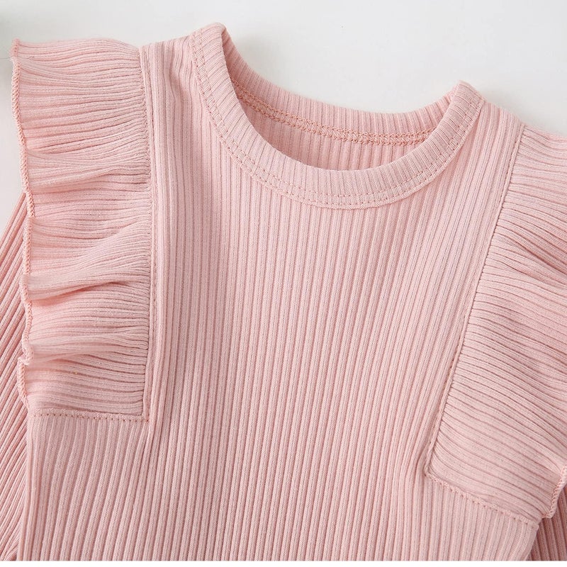 Fullfamous Newborn Infant Baby Girl Fall Winter Clothes Long Sleeve Onesie Clothing Pant Clothing Set Outfits Gifts Newborn Pink - Image 4