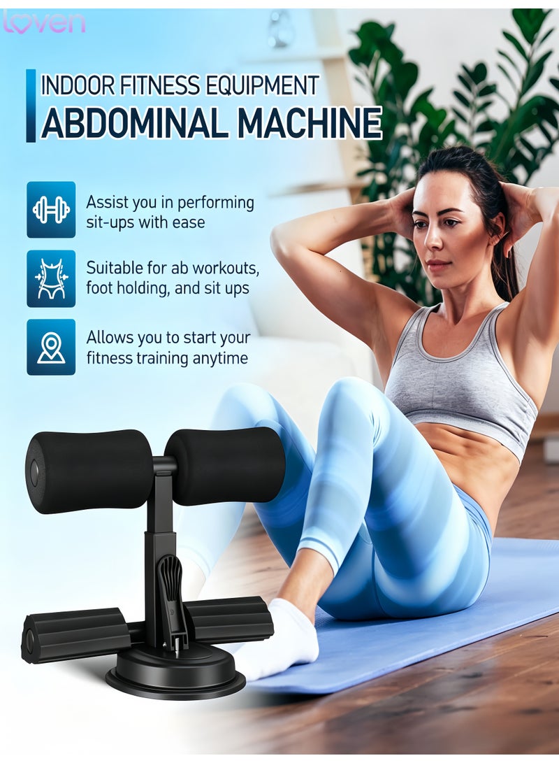 loven Sit Up Bar Foot Holder, Height Adjustable – Sit Up Assistance Device with 2 Strong Suction Cups – Essential Ab Workouts & Core Exercise Equipment for Home Workouts (Black) - Image 2