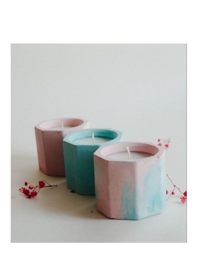 Candle concrete pots /lavender scanted candles /3 pieces