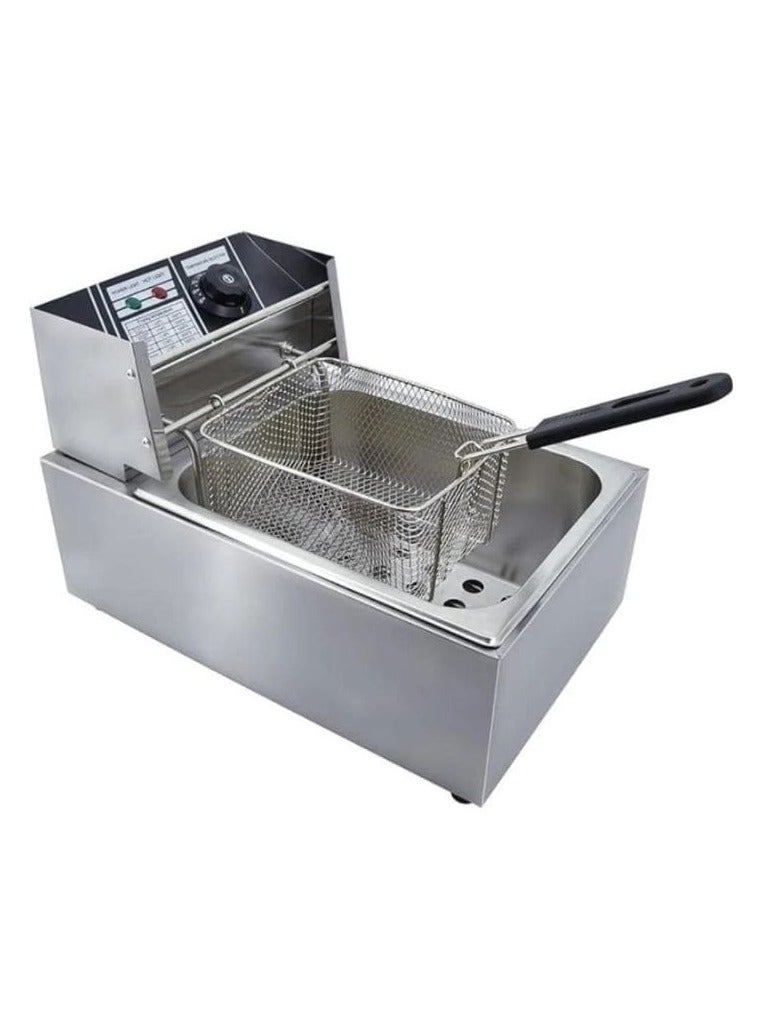 دينكس مقلاة عميقة من الفولاذ المقاوم للصدأ، درجة تجارية مع مؤشر درجة الحرارة، خزان قابل للفصل، غطاء أمان - DX1796