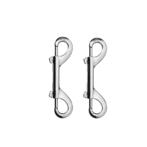 LuoQiuFa 2 PCS Double Ended Snaps, 4 Inch Zinc Alloy Trigger Metal Clip, Silver Double Ended Snap Hooks for Pet Dog Leash, Key Holder, Carabiner, Home, Farm. - Image 1
