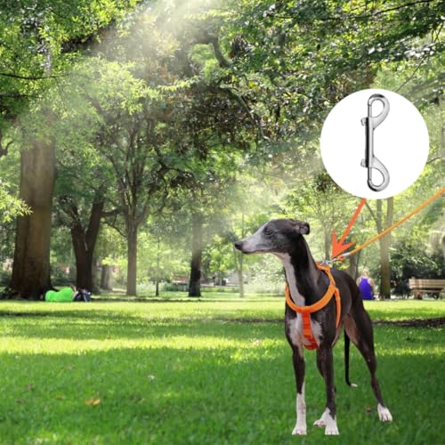 LuoQiuFa 2 PCS Double Ended Snaps, 4 Inch Zinc Alloy Trigger Metal Clip, Silver Double Ended Snap Hooks for Pet Dog Leash, Key Holder, Carabiner, Home, Farm. - Image 3