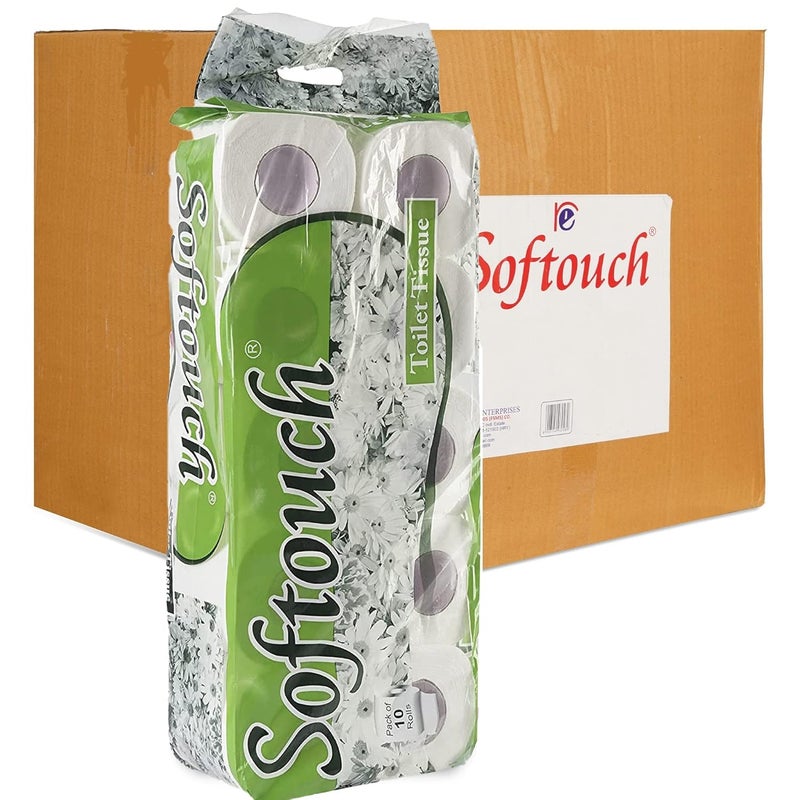 Softouch 2 Ply Toilet Paper Tissue Roll - 15 Packets (10 Rolls Per Packet) | Ultra Soft & Strong | Hygienic & Absorbent | 150 Rolls Total - Image 1