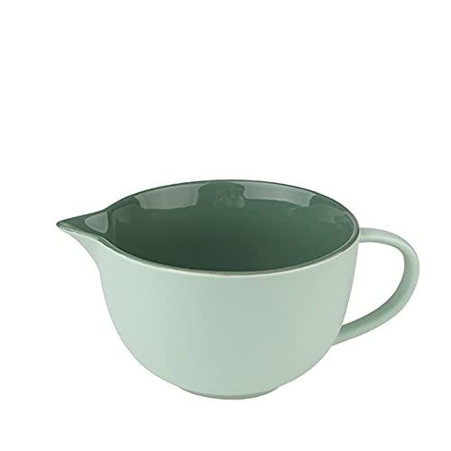 Gaolinci Simple Solid Color Kitchen Ceramic Mixing Bowl, 1 Quart Large Bowl, with Pouring Spout and Handle - Image 1