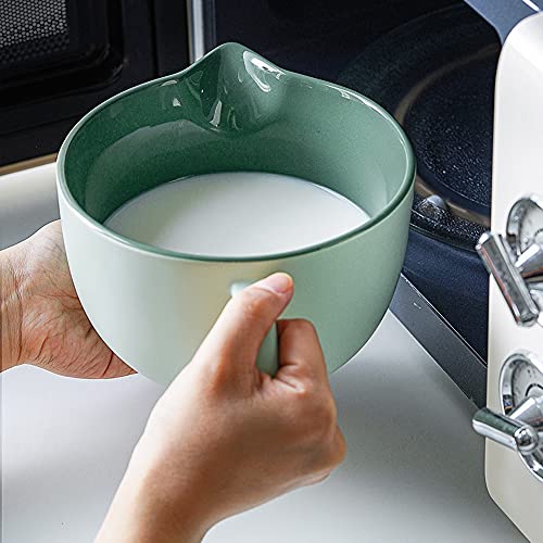 Gaolinci Simple Solid Color Kitchen Ceramic Mixing Bowl, 1 Quart Large Bowl, with Pouring Spout and Handle - Image 3