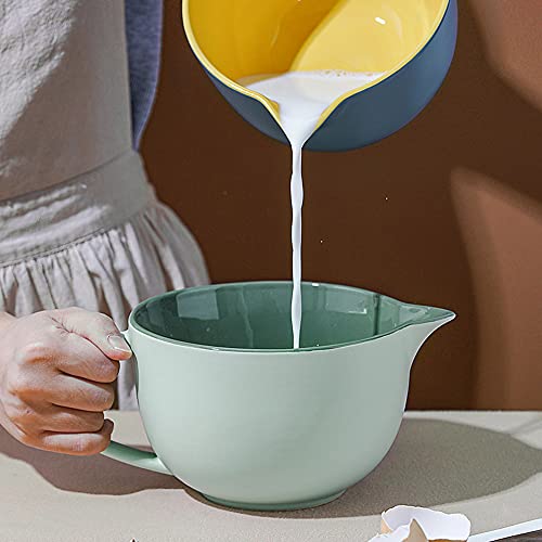 Gaolinci Simple Solid Color Kitchen Ceramic Mixing Bowl, 1 Quart Large Bowl, with Pouring Spout and Handle - Image 2