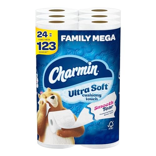 Charmin Ultra Soft Cushiony Touch Toilet Paper 24 Family Mega Rolls 123 Regular Rolls