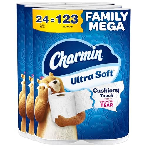 Charmin ورق تواليت شارمين ألترا سوفت بلمسة مريحة 24 لفة عائلية مميزة 123 لفة عادية - Image 1