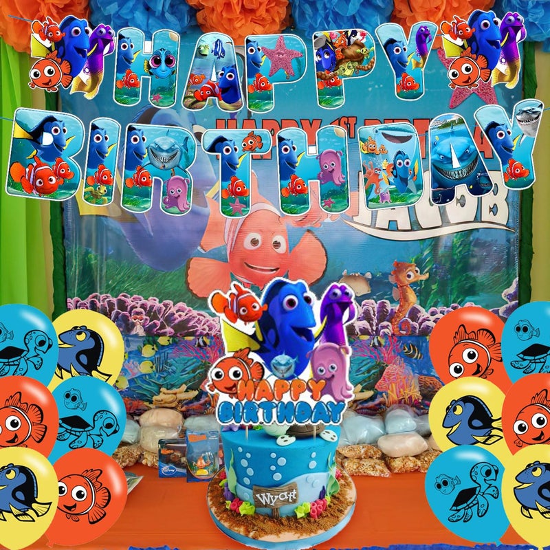 PINUO Finding Nemo Birthday Decorations,Finding Nemo Themed Party Decorations,Finding Dory Party Favors Supplies Gifts Room Decor,Banner Balloons Cake Cupcake Toppers - Image 5