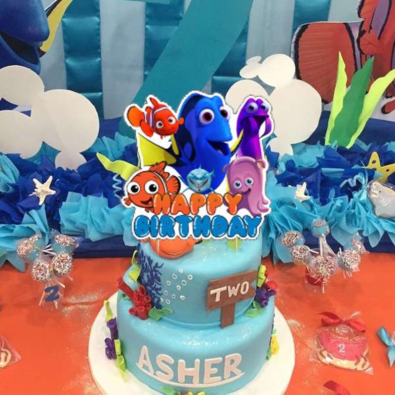 PINUO Finding Nemo Birthday Decorations,Finding Nemo Themed Party Decorations,Finding Dory Party Favors Supplies Gifts Room Decor,Banner Balloons Cake Cupcake Toppers - Image 4