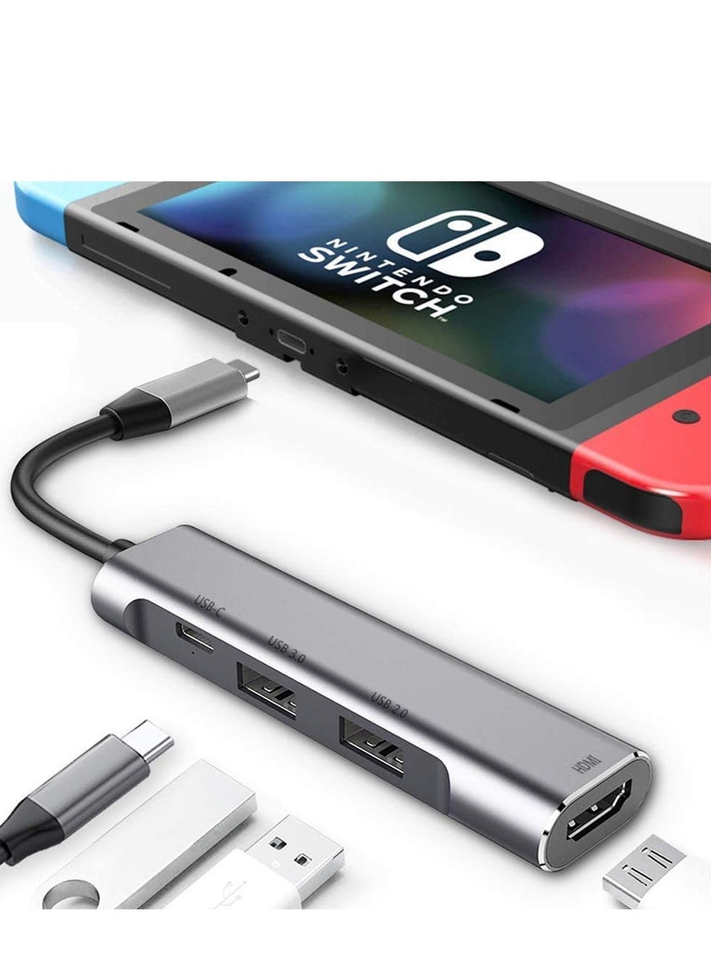 4-in-1 USB-C to HDMI Digital AV Hub for Nintendo Switch OLED, PC Charging, Samsung DeX, and Travel TV Docking Station - Supports 4K HDMI Output and USB 3.1. - Image 1