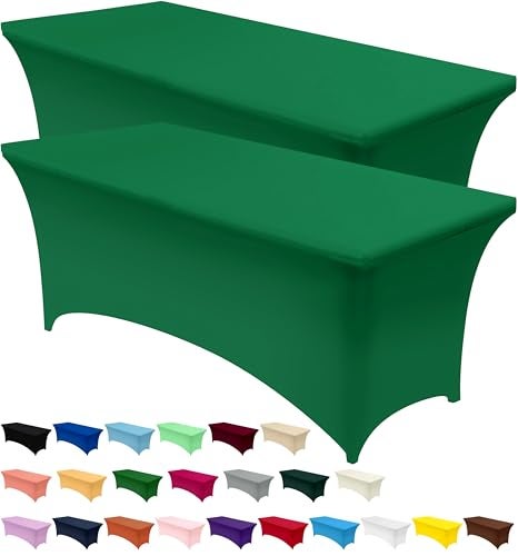 Utopia Kitchen 6FT Spandex Tablecloth [1 Pack, Emerald Green] 200 GSM Stretch, Fitted, Washable and Wrinkle Resistant Table Cloth Rectangle Cover for Trade Shows, Wedding, Parties [72Lx30Wx30H Inch] - Image 2