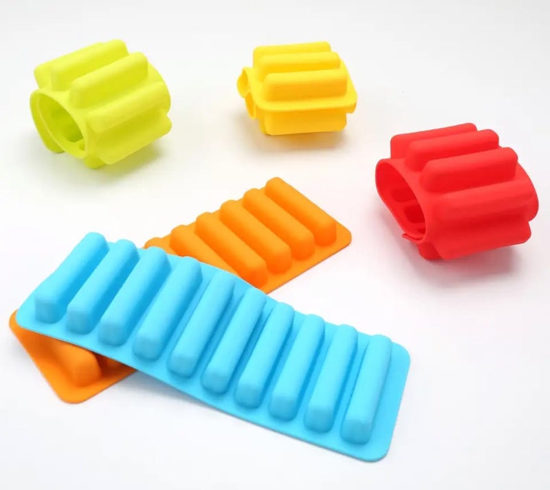 2 Pieces Ice Cube Trays Food Grade Silicone - Flexible Easy-Release Molds - Slim Rectangular Ice Stick Maker for Water Bottles - Blue - Image 5