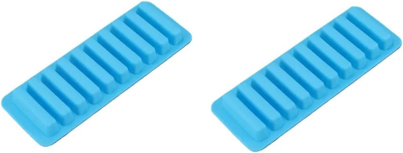 2 Pieces Ice Cube Trays Food Grade Silicone - Flexible Easy-Release Molds - Slim Rectangular Ice Stick Maker for Water Bottles - Blue - Image 1