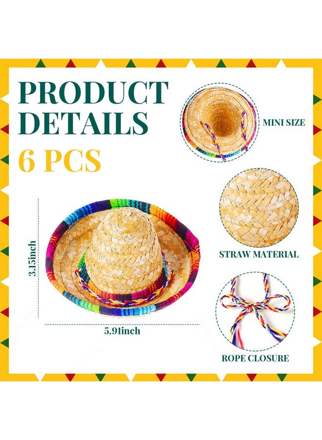 سيفانير 12 قطعة خشبية من Fiesta Maracas بتصميم ملون من Fiesta Maracas هدايا مكسيكية و6 قطع من قبعات Sombrero الصغيرة قبعة مكسيكية لمستلزمات Fiesta المكسيكية الكرنفالات - Image 2