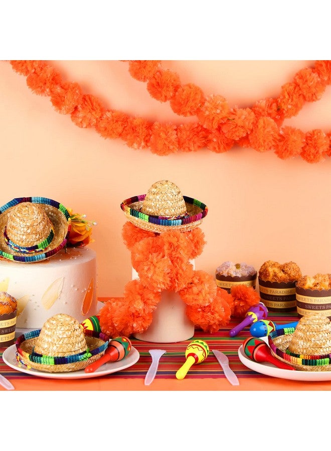 سيفانير 12 قطعة خشبية من Fiesta Maracas بتصميم ملون من Fiesta Maracas هدايا مكسيكية و6 قطع من قبعات Sombrero الصغيرة قبعة مكسيكية لمستلزمات Fiesta المكسيكية الكرنفالات - Image 5