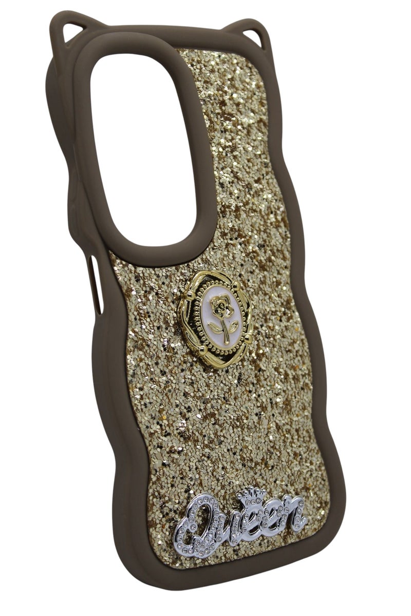 C.F.S Glitter Plastic Back Cover With Cute Design For Infinix Hot 50 - Gold - Image 2